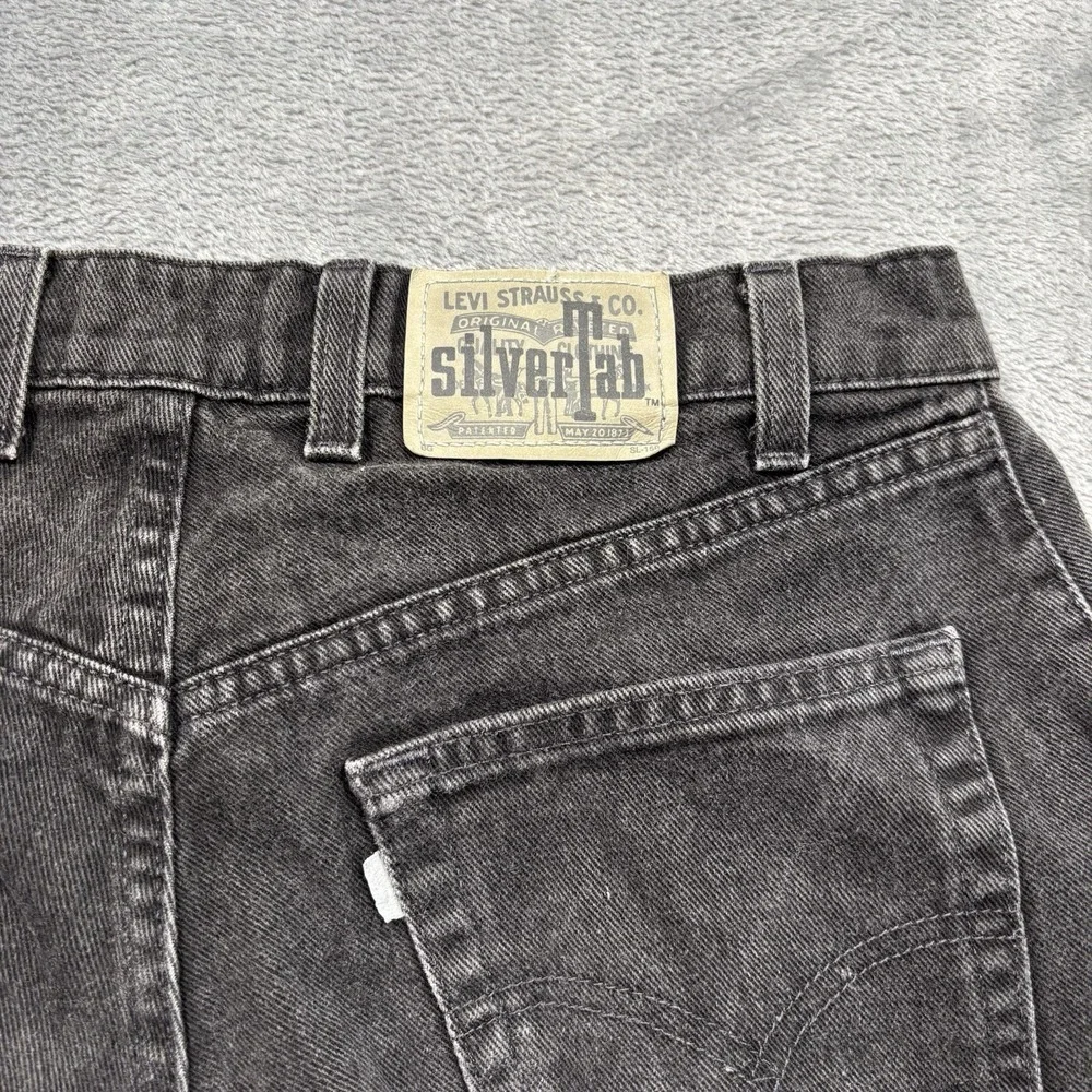 Vintage Levi's Silver Tab Baggy Jeans 90s Made In USA Black Wide Leg Denim 32x36